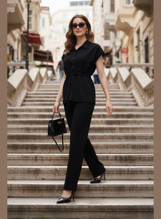 Lela Lela Regular Fit Short-Sleeved Set With Gathered Waist For Women Set 6928870